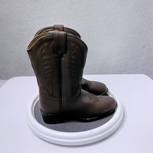 Durango Kids Western Cowboy Boots Size 13 Tan Leather Embroidered Design Durable - Picture 3 of 7
